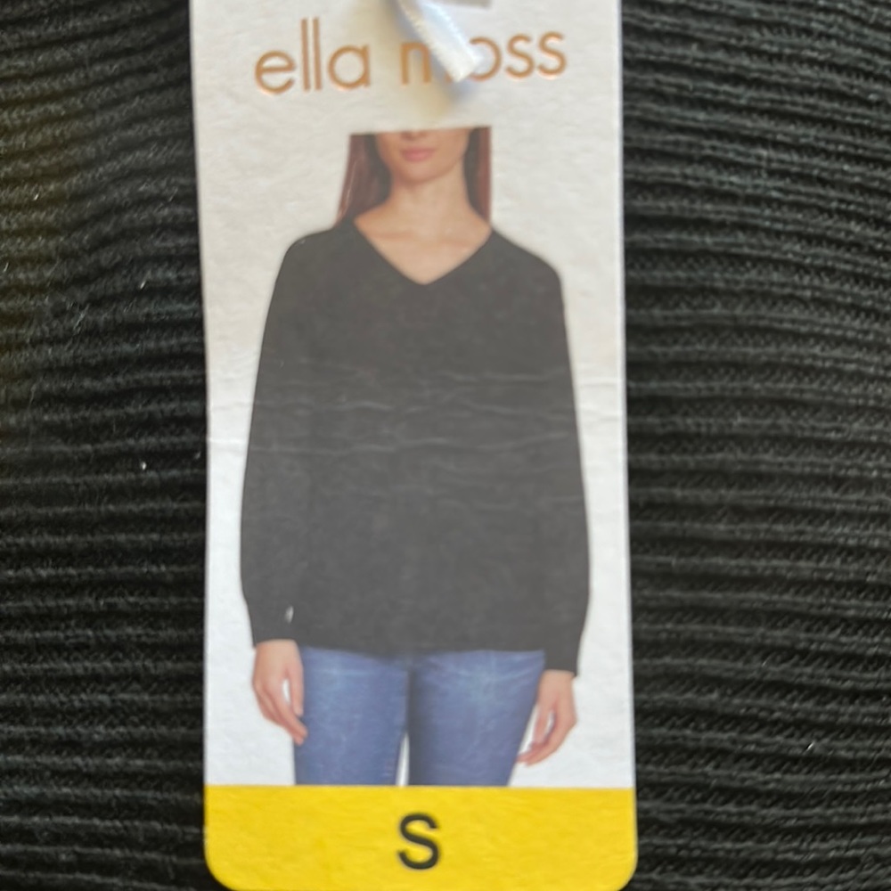 Ella moss ribbed v-neck sweater black size small